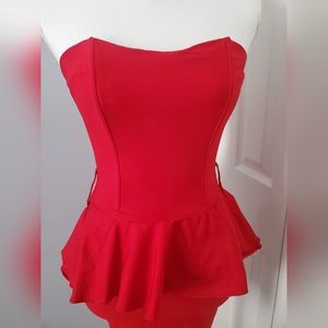 Red peplum dress